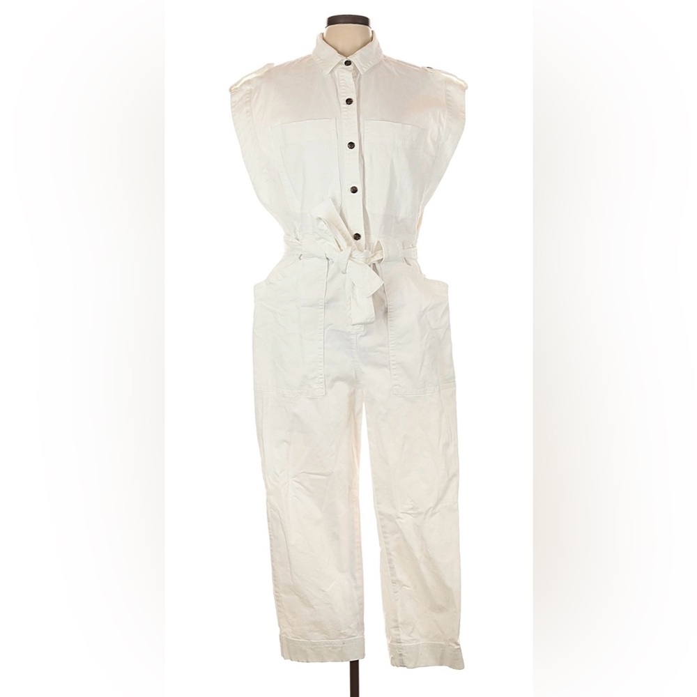 Banana Republic XS White Sleeveless  Button-Up Jumpsuit